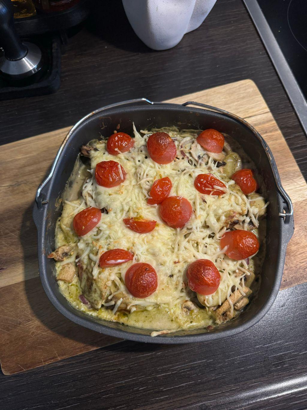 Pasta pesto met gnocchi uit de airfryer